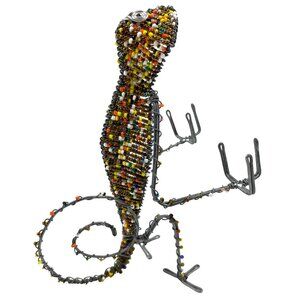Beaded Wire African Lizard Chameleon Gecko Card Pen Pencil Holder South Africa